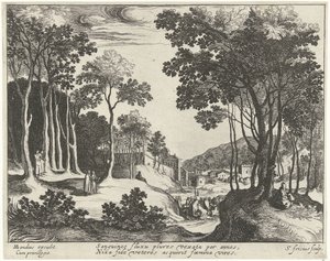 Landschaft mit Christus und der Heilung der blutflüssigen Frau