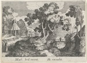 Landschaft mit einem Baum von Simon Frisius