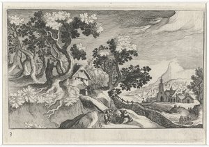 Landschaft mit einigen Gebäuden von Simon Frisius
