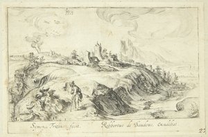 Landschaft mit Mann und Frau von Simon Frisius
