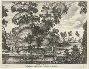 Priester und ein Levit gehen an einem verwundeten Mann vorbei (Gleichnis vom barmherzigen Samariter) von Simon Frisius