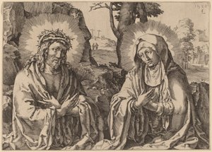 Der Erlöser und die Jungfrau von Simon Frisius after Lucas van Leyden