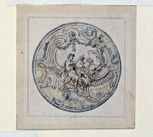 Entwurf für ein Uhrengehäuse, von Simon Gribelin (1661-1833) von Simon II Gribelin