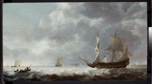 Seestück, eine Brise nahe einem niederländischen Hafen, ca. 1640