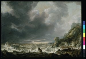 Schiff in Not vor einer felsigen Küste, ca. 1645 von Simon Jacobsz. Vlieger