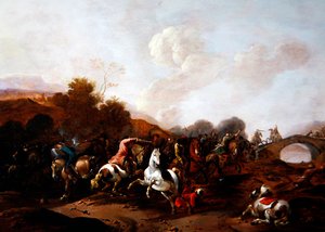 Ein Gefecht zwischen Türken und Christen von Simon Johannes van Douw