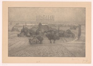 Landschaft mit Dorf an einem Fluss (Schemering)