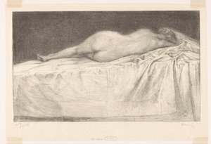 Nackte Frau liegend auf Bett