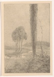 Landschaft mit Bäumen und Bach von Simon Moulijn