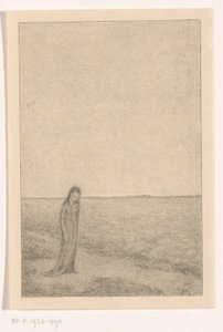 Frau in flacher Landschaft