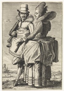 Mann und Frau gekleidet nach der Mode von ca. 1625 von Simon Poelenburg (attributed to)