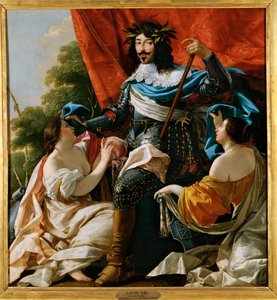 Ludwig XIII. zwischen zwei Frauengestalten, die Frankreich und Navarra symbolisieren