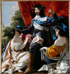 Darstellung von König Ludwig XIII. von Frankreich (1601-1643) zwischen den Allegorien von Frankreich und Navarra