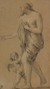 Studie für die Figuren von Venus und Amor (recto); Studie eines männlichen Aktes (verso)