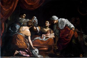 Die Geburt der Jungfrau (Öl auf Leinwand) von Simon Vouet