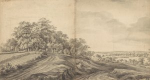 Panorama von Boersberg mit Schloss Doorwerth in der Ferne von Simon de Vlieger