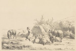 Hirte und Schafe von Simon van den Berg