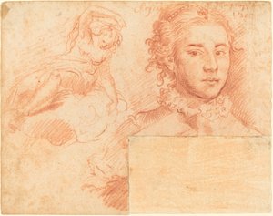 Porträt einer Königin und eine Studie einer Frau, die auf einer Wolke sitzt; verso, schlafende Figur