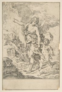 Ein Schutzengel, der mit einem Kind geht, ca. 1640