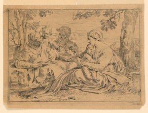 Die Heilige Familie mit Johannes und Elisabeth von Simone Cantarini