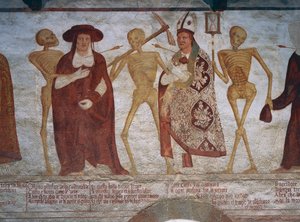 Tod fordert den Kardinal und Bischof zum Tanz auf, (Detail)