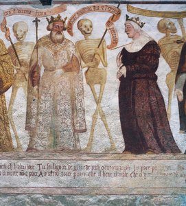 Der Tod mit dem König und der Königin (Detail) aus dem Totentanz