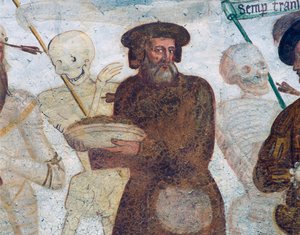 Der Tod mit dem reichen Geizhals, Detail aus Der Totentanz