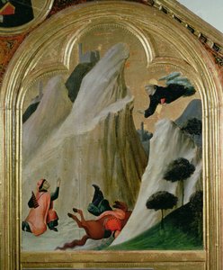 Agostino rettet einen Mann, der von seinem Pferd gefallen ist, vom Altar des seligen Agostino Novello, ca. 1328 von Simone Martini