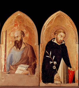Heiliger Paulus und Heiliger Dominikus. Polyptychon von Orvieto von Simone Martini