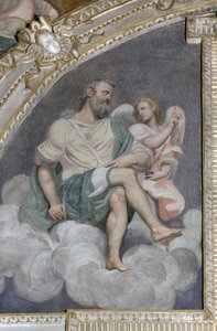 Heiliger Matthäus und der Engel, Lunette, Presbyterium von Simone Veneziano Peterzano