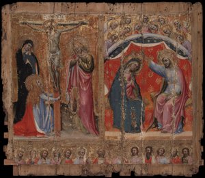 Kleiner Altar mit der Kreuzigung, der Krönung der Jungfrau Maria und Christus und den Aposteln von Simone dei Crocifissi
