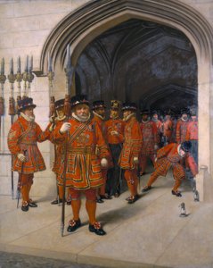 Die Yeomen der Wache durchsuchen die Krypta des Parlamentsgebäudes, 1894 von Sir Arthur Temple Felix Clay