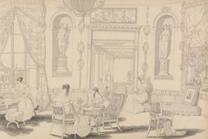 Album mit 30 Ansichten in Tirol und Italien: Rundes Boudoir im Casino Pecori, 10. Oktober 1841