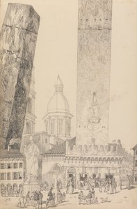 Album mit 30 Ansichten in Tirol und Italien: Schiefe Türme, Statue von St. Franziskus, Bologna 12. Nov. 1840 von Sir Charles D