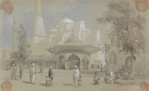 Ansicht der Hagia Sophia Moschee und Shadirvan-Brunnen, Istanbul