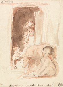 Kinder mit Schwein an einer Tür in Ballynahinch, Irland von Sir David Wilkie
