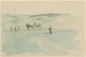 Landschaft mit Figuren und einer Kutsche