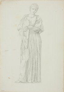 Verhüllte Frauengestalt, die auf einer Harfe spielt von Sir Edward Burne Jones