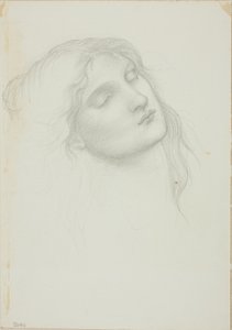 Kopf einer Frau mit geschlossenen Augen von Sir Edward Burne Jones