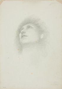 Kopf einer Frau mit erhobenem Gesicht von Sir Edward Burne Jones