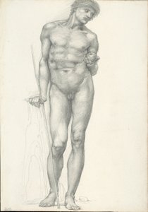 Paris mit goldenem Apfel in der linken Hand, für das Troja-Triptychon (Skizzenbuch Nr. 2638) von Sir Edward Burne Jones
