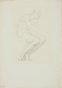 Sitzender männlicher Akt von Sir Edward Burne Jones