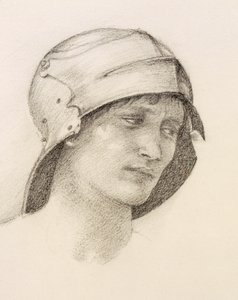 Frau mit Hut, Detail aus einem Skizzenbuch, um 1880er von Sir Edward Burne Jones