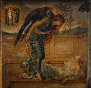 Amor und Psyche - Palastgrüne Wandgemälde - Amor findet Psyche schlafend an einem Brunnen