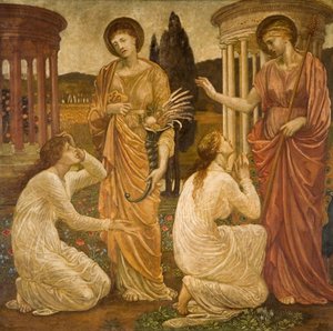 Amor und Psyche - Palace Green Wandgemälde - Psyche an den Schreinen von Juno und Ceres, 1881 von Sir Edward Coley Burne Jones