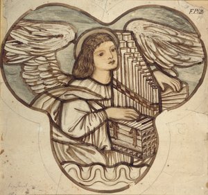 Entwurf für ein Buntglasfenster in der Kirche von Lyndhurst: Ein Engel als Organist, 1886 von Sir Edward Coley Burne Jones