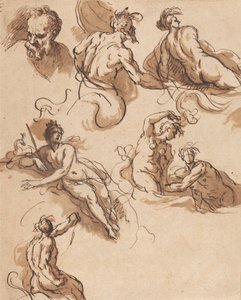 Blatt mit klassischen Figurenstudien von Sir James Thornhill