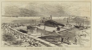 Die italienische Hundert-Tonnen-Kanone in Schussposition in Spezia von Sir John Charles Robinson