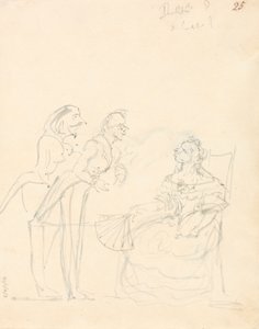 Zwei Herren sprechen mit einer sitzenden Dame von Sir John Everett Millais