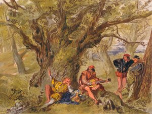 Wie es euch gefällt: Akt II, Szene V. Unter dem Grünholzbaum, gesungen von Amiens, ca. 1875 von Sir John Gilbert